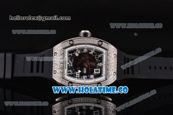 Richard Mille RM010 Miyota 9015 Automatic Steel/Diamonds Case with Skeleton Dial and White Inner Bezel - Click Image to Close